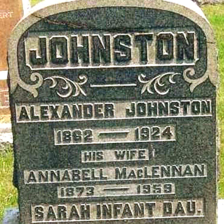 Photo of headstones/Annabell MacLennan 1873-1959 hdstn Avonmore St Paul's Hill cem ON